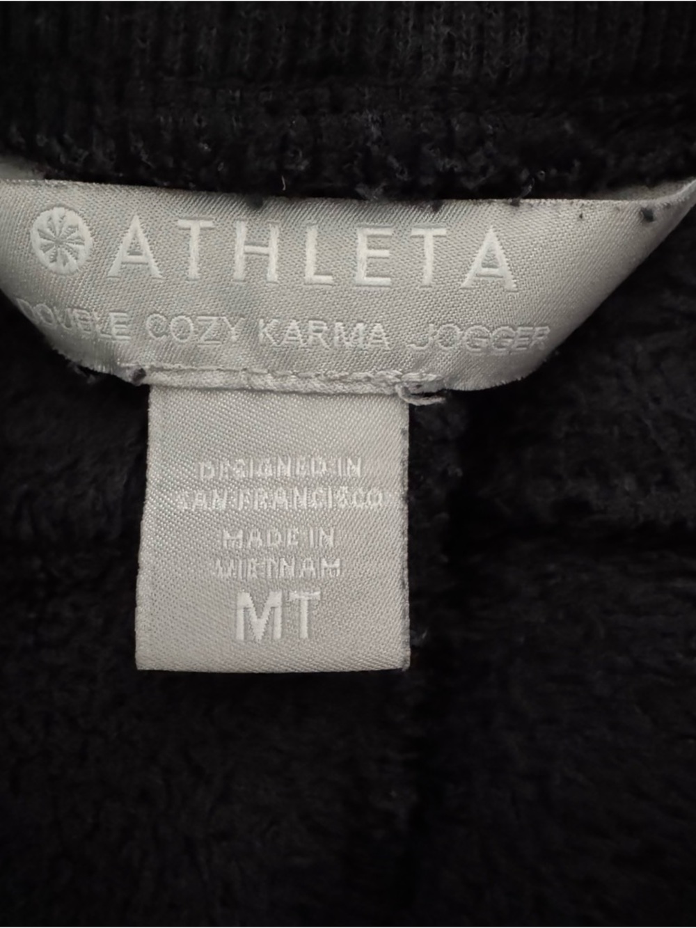 Athleta Revive Cozy Karma Jogger Pants Black Velour Plush Lounge Women’s MT Tall - Picture 6 of 8